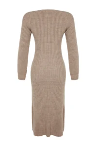 TRENDYOLMİLLA Mink Midi Heart Collar Knit Dress - Image 7