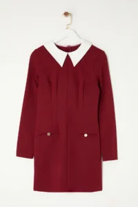 TRENDYOLMİLLA Burgundy Collar Detailed Weaving Dress - Image 6