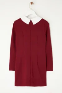 TRENDYOLMİLLA Burgundy Collar Detailed Weaving Dress - Image 7