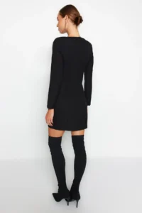 TRENDYOLMİLLA Black A-Cut/Life Form Short / Mini Weaving Dress - Image 6