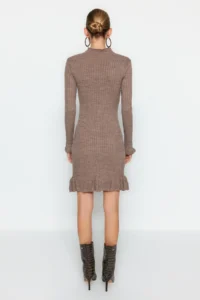 TRENDYOLMİLLA Mink Mini Volan Detailed Knit Dress - Image 5