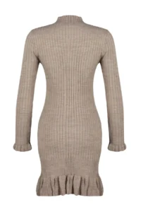 TRENDYOLMİLLA Mink Mini Volan Detailed Knit Dress - Image 7