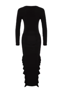 TRENDYOLMİLLA Black Skirt with flywheel Kayık Kaya Maxi Flexible Knitting Dress - Image 8