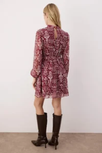 TRENDYOLMİLLA Multicolored Ethnic High Neck A-Cut/Life Form Short / Mini Weaving Siphon Dress - Image 4