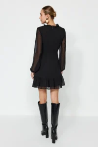 TRENDYOLMİLLA Black A-Cut/Life Form Short / Mini Weaving Siphon Dress - Image 10