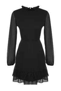 TRENDYOLMİLLA Black A-Cut/Life Form Short / Mini Weaving Siphon Dress - Image 12
