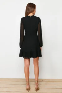 TRENDYOLMİLLA Black A-Cut/Life Form Short / Mini Weaving Siphon Dress - Image 6