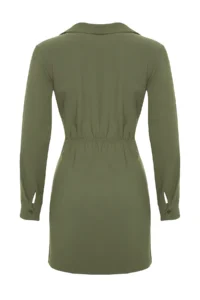 TRENDYOLMİLLA Khaki Double breasted A-Cut/Life Form Short / Mini Weaving Dress - Image 8