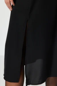 TRENDYOLMİLLA Black Midi slit Weaving Dress - Image 5