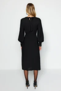 TRENDYOLMİLLA Black Midi slit Weaving Dress - Image 6