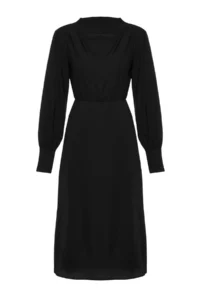 TRENDYOLMİLLA Black Midi slit Weaving Dress - Image 7