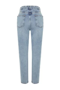 TRENDYOLMİLLA Light BLUE High Waist Mom 100% Cotton Non-Stretch jeans - Image 8
