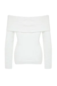 TRENDYOLMİLLA Ecru Carmen Collar Hairy/Beard Thread Knitwear Sweater - Image 6
