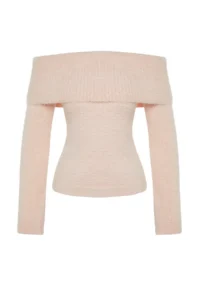 TRENDYOLMİLLA Powder PINK Carnen Collar Hairy/Beard Thread Knitwear Sweater - Image 6