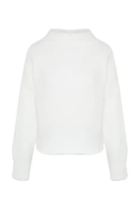 TRENDYOLMİLLA Ecru Hairy/Beard Thread High Neck Knitwear Sweater - Image 6