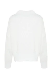 TRENDYOLMİLLA Ecru Hairy/Beard Thread High Neck Knitwear Sweater - Image 8