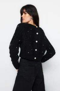 TRENDYOLMİLLA Black Double Sided Usable Knitwear Sweater-Cardigan