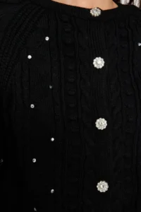TRENDYOLMİLLA Black Double Sided Usable Knitwear Sweater-Cardigan - Image 5