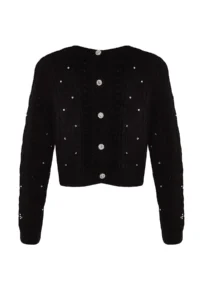 TRENDYOLMİLLA Black Double Sided Usable Knitwear Sweater-Cardigan - Image 6
