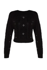 TRENDYOLMİLLA Black Double Sided Usable Knitwear Sweater-Cardigan - Image 8