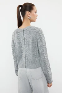 TRENDYOLMİLLA Gray Double Sided Usable Knitwear Sweater - Image 2