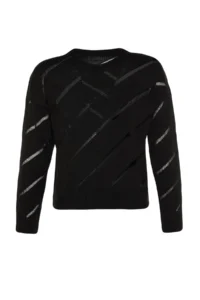 TRENDYOLMİLLA Black Cellular/Delikli Knitwear Sweater - Image 8