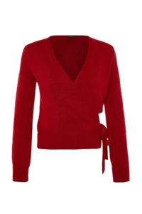 TRENDYOLMİLLA Red Soft textured Double breasted Knitwear Sweater - Image 6