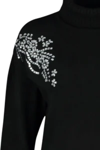 TRENDYOLMİLLA Black Soft textured Stone Detailed Turtleneck Knitwear Sweater - Image 7