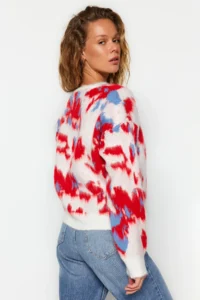 TRENDYOLMİLLA Ecru Soft textured Crew Neck Patterned Knitwear Sweater - Image 5