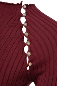 TRENDYOLMİLLA Burgundy Pencere/Cut Out Accessory Detailed Knitwear Sweater - Image 6