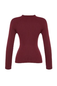 TRENDYOLMİLLA Burgundy Pencere/Cut Out Accessory Detailed Knitwear Sweater - Image 7