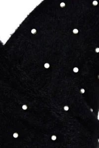 TRENDYOLMİLLA Black Super Crop Hairy/Beard Thread Pearl Detailed Knitwear Sweater - Image 6