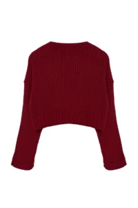 TRENDYOLMİLLA Burgundy Super Crop Basic Knitwear Sweater - Image 7