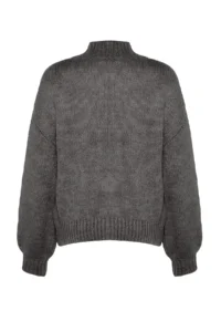 TRENDYOLMİLLA Anthracite Soft textured Thick Crew Neck Knitwear Sweater - Image 7