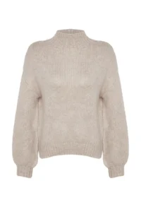 TRENDYOLMİLLA Stone Soft textured Thick Crew Neck Knitwear Sweater - Image 6