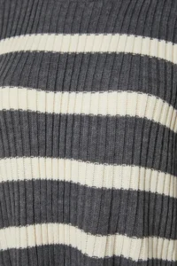 TRENDYOLMİLLA Anthracite Crop Wide Pattern Striped Knitwear Sweater - Image 8