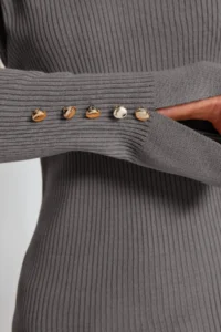 TRENDYOLMİLLA Anthracite Sleeve Button Detailed Knitwear Sweater - Image 5