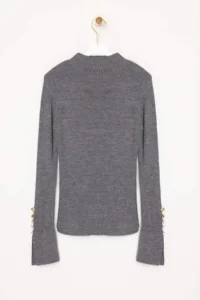 TRENDYOLMİLLA Anthracite Sleeve Button Detailed Knitwear Sweater - Image 7