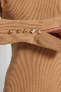 TRENDYOLMİLLA Camel Sleeve Button Detailed Knitwear Sweater - Image 5