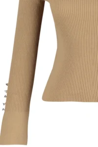 TRENDYOLMİLLA Camel Sleeve Button Detailed Knitwear Sweater - Image 8