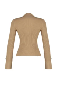 TRENDYOLMİLLA Camel Sleeve Button Detailed Knitwear Sweater - Image 9
