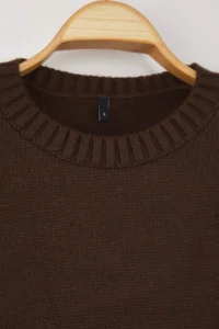 TRENDYOLMİLLA Brown Crop Wide Pattern Soft textured Flowing Detailed Knitwear Sweater - Image 7