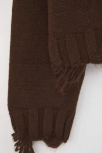 TRENDYOLMİLLA Brown Crop Wide Pattern Soft textured Flowing Detailed Knitwear Sweater - Image 8