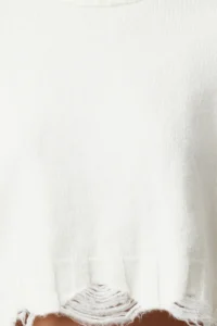 TRENDYOLMİLLA Ecru Crop Wide Pattern Soft textured Flow Detailed Knitwear Sweater - Image 7