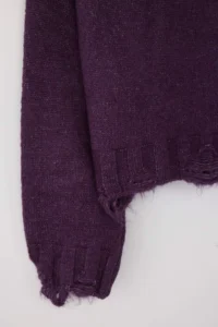 TRENDYOLMİLLA Purple Crop Wide Pattern Soft textured Flowing Detailed Knitwear Sweater - Image 9