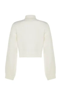 TRENDYOLMİLLA Ecru Crop Soft textured High Neck Knitwear Sweater - Image 8