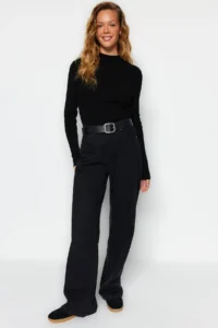 TRENDYOLMİLLA Black High Neck Basic Plain Knitwear Sweater - Image 2