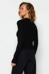 TRENDYOLMİLLA Black High Neck Basic Plain Knitwear Sweater - Image 5