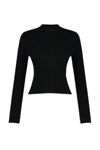 TRENDYOLMİLLA Black High Neck Basic Plain Knitwear Sweater - Image 6