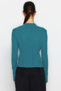 TRENDYOLMİLLA Indigo High Neck Knitwear Sweater - Image 6